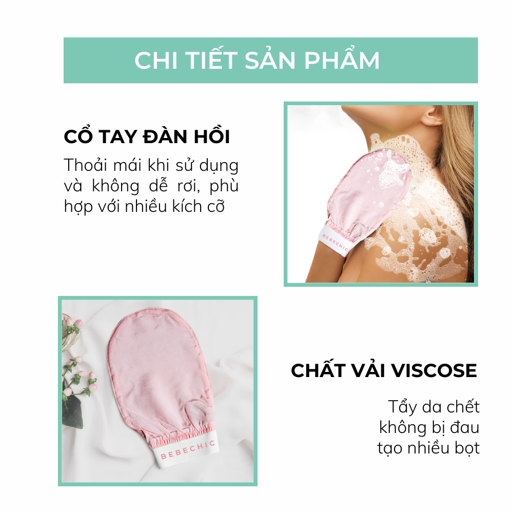Găng Tay Tẩy Da Chết Làm Sạch Da Cao Cấp BEBECHIC