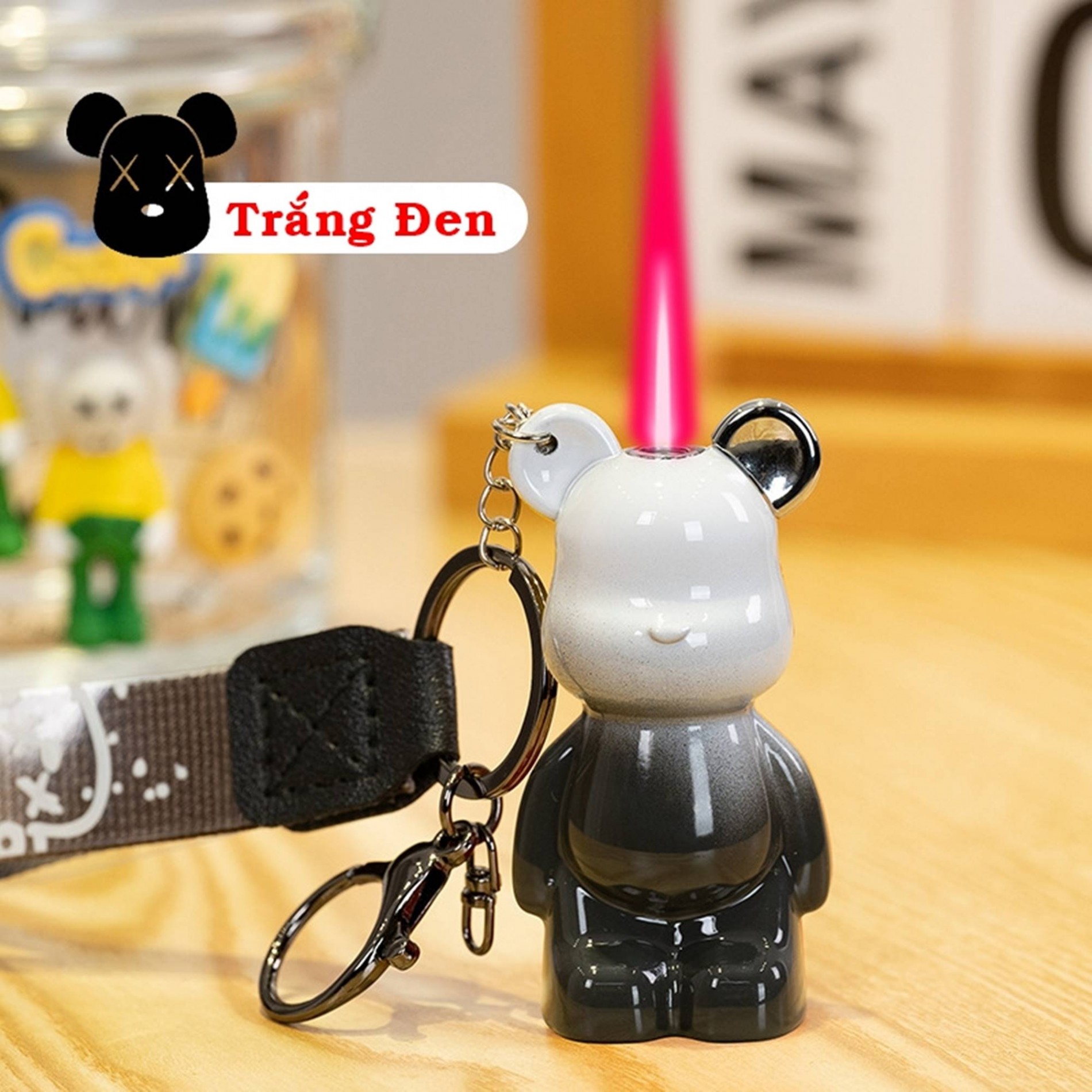Bật lửa móc khoá - hình gấu Bearbrick ( xài gas )