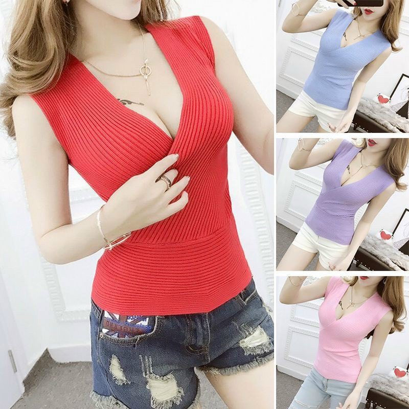 Áo Thun GÂn Cổ Tim Đắp Chéo Thời Trang TTVV0002