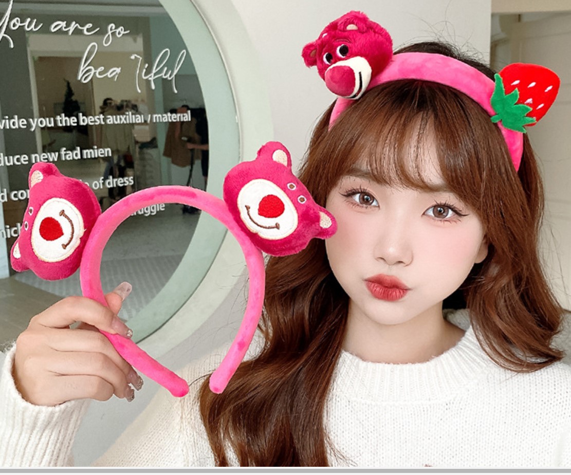 [nhiều kiểu] cài tóc bờm tóc gấu dâu + trái dâu (lotso)