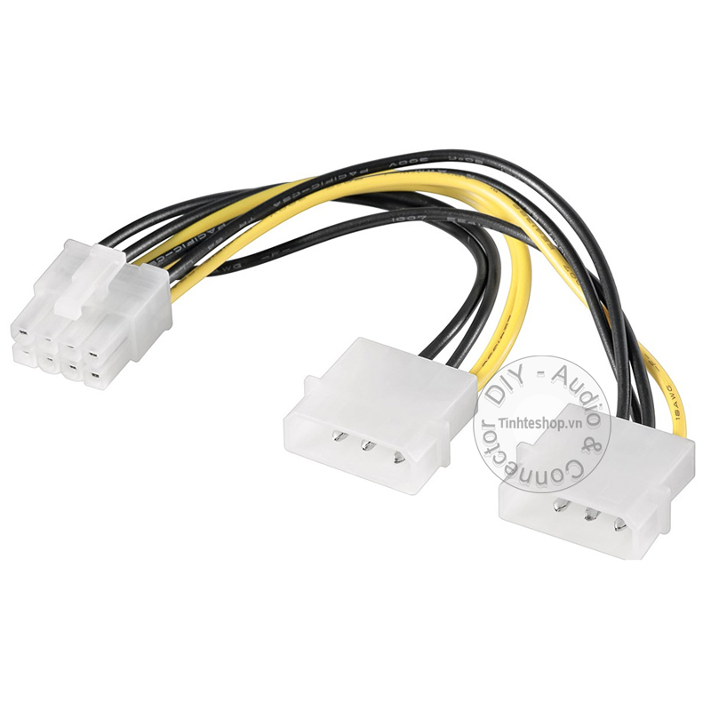 Cáp nguồn 4 pin sang 8 pin cho VGA card - Dây chuyển 2 molex IDE 4pin sang 8pin PCI-E