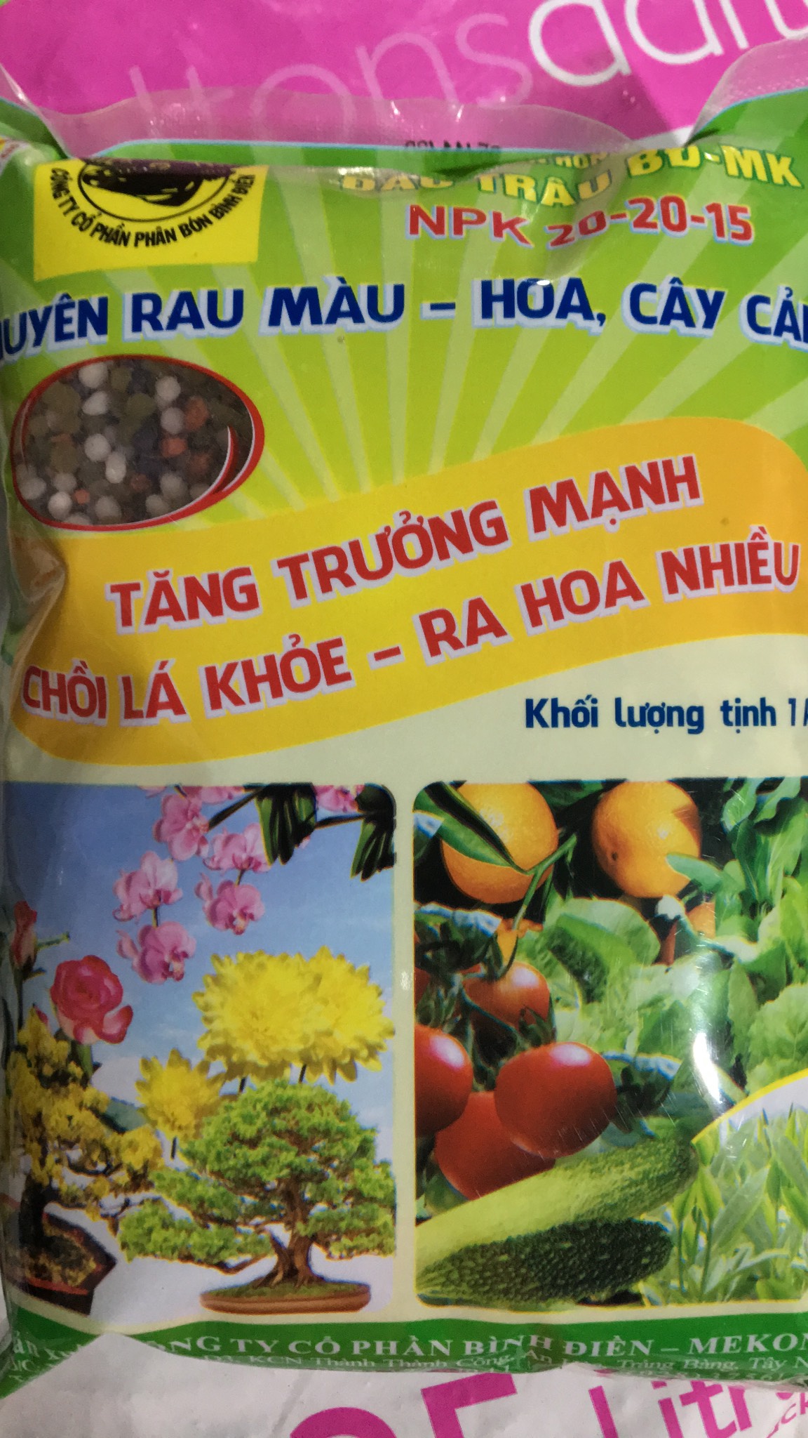 Phân bón NPK 20-20-15 đầu trâu gói 1kg