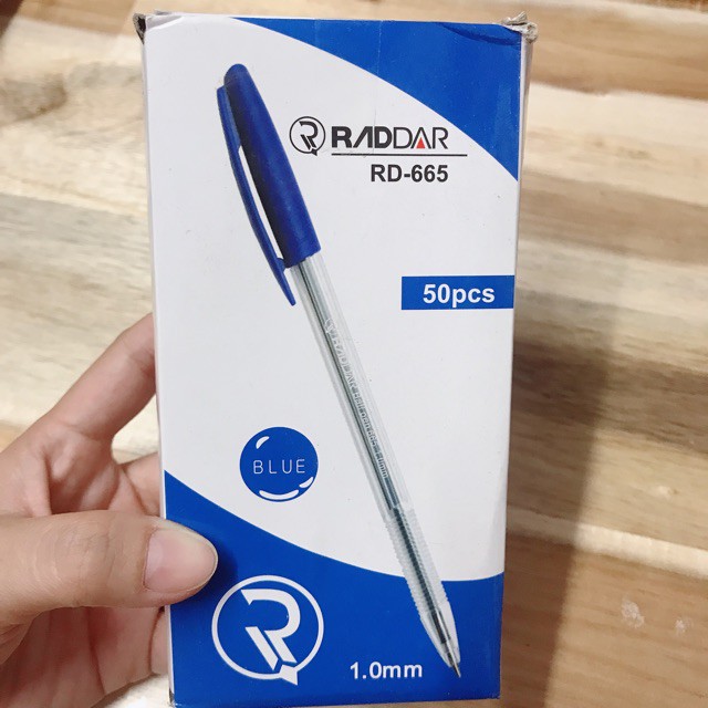 {HOT} - hộp bút bi 1.0mm Raddar (50 chiếc)