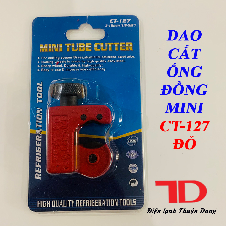 Dao cắt ống đồng mini DUNNEX CT-127 cắt ống phi 3mm–16mm, lưỡi hợp kim siêu bén, nhỏ gọn thao tác nhanh cho thợ lạnh, Điện lạnh Thuận Dung