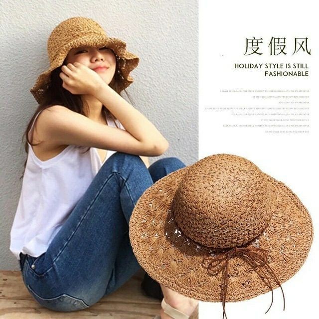 Nón cói mềm nơ dây Vintage cực xinh