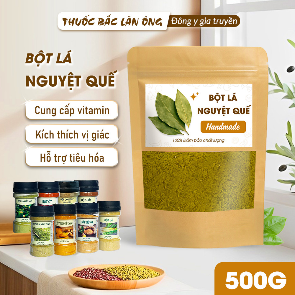 Bột lá nguyệt quế nguyên chất 500g (Bột bay leaves, gia vị nấu ăn cho món Việt)