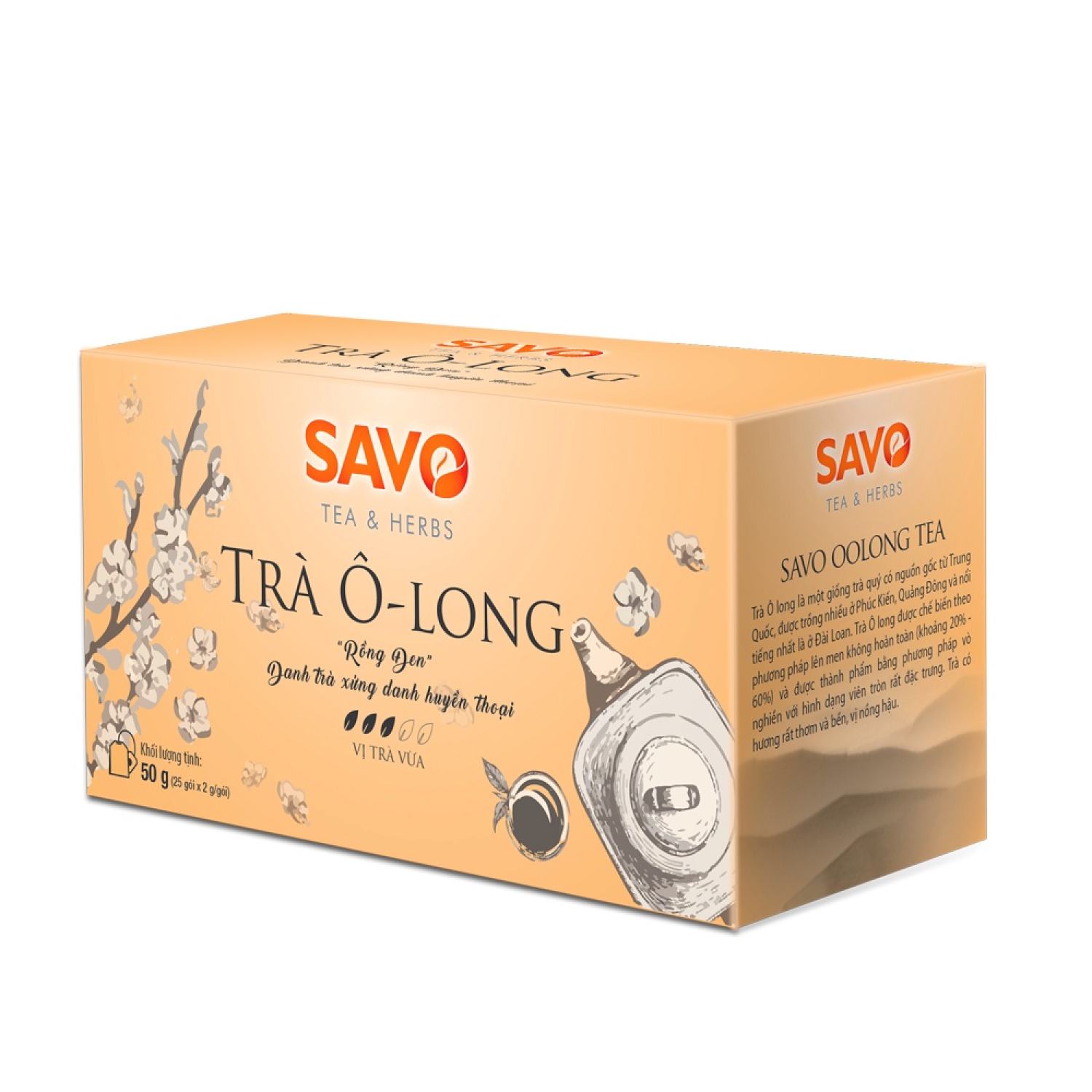 Trà oolong rang SAVO - Trà oolong túi lọc (25 gói x 2g)