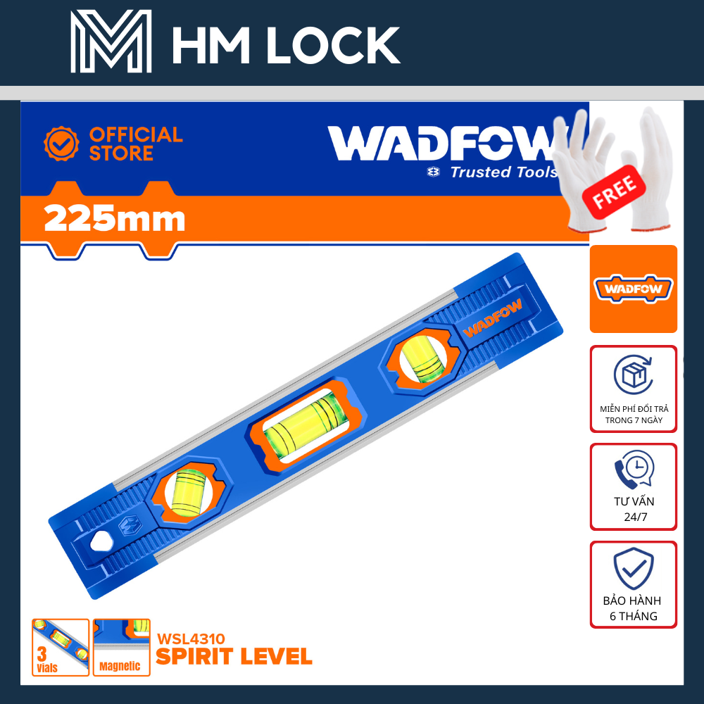 Thước thủy mini 225mm wadfow - hàng chính hãng - wsl4310 - hm lock