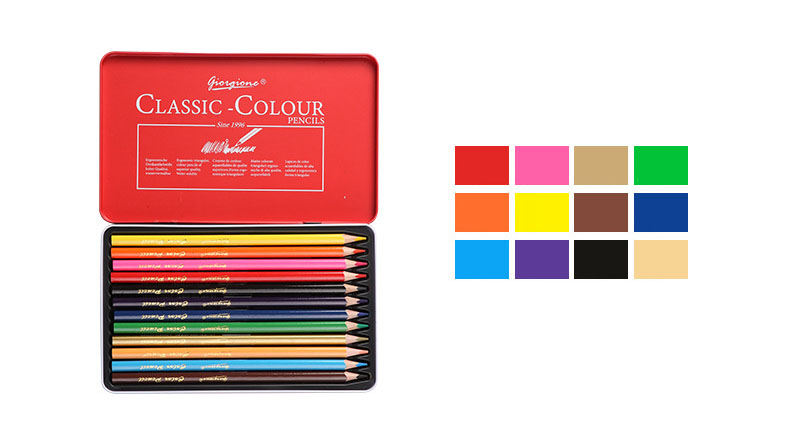 Chì Màu Khô Hộp Thiếc Giorgione 12/24/36/48/72 Màu Cao Cấp