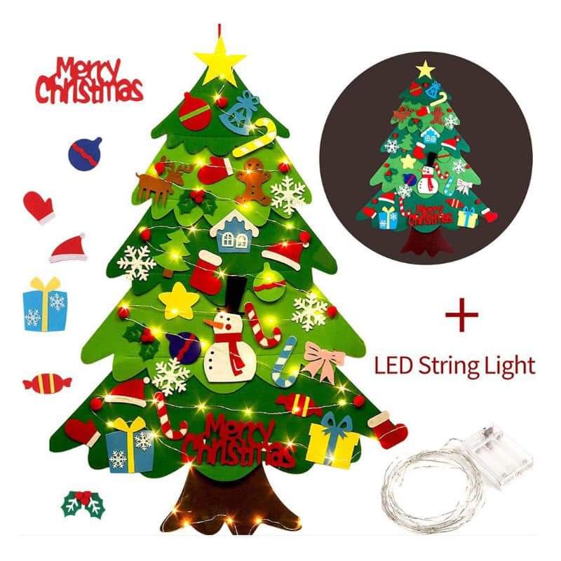 CÂY THÔNG VẢI NỈ TREO TƯỜNG (TẶNG DÂY ĐÈN LED, TẶNG PIN)