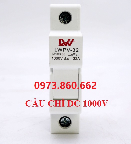 Cầu chì 1000V DC 15A ( Đế + chì 15A) cầu chì năng lượng mặt trời