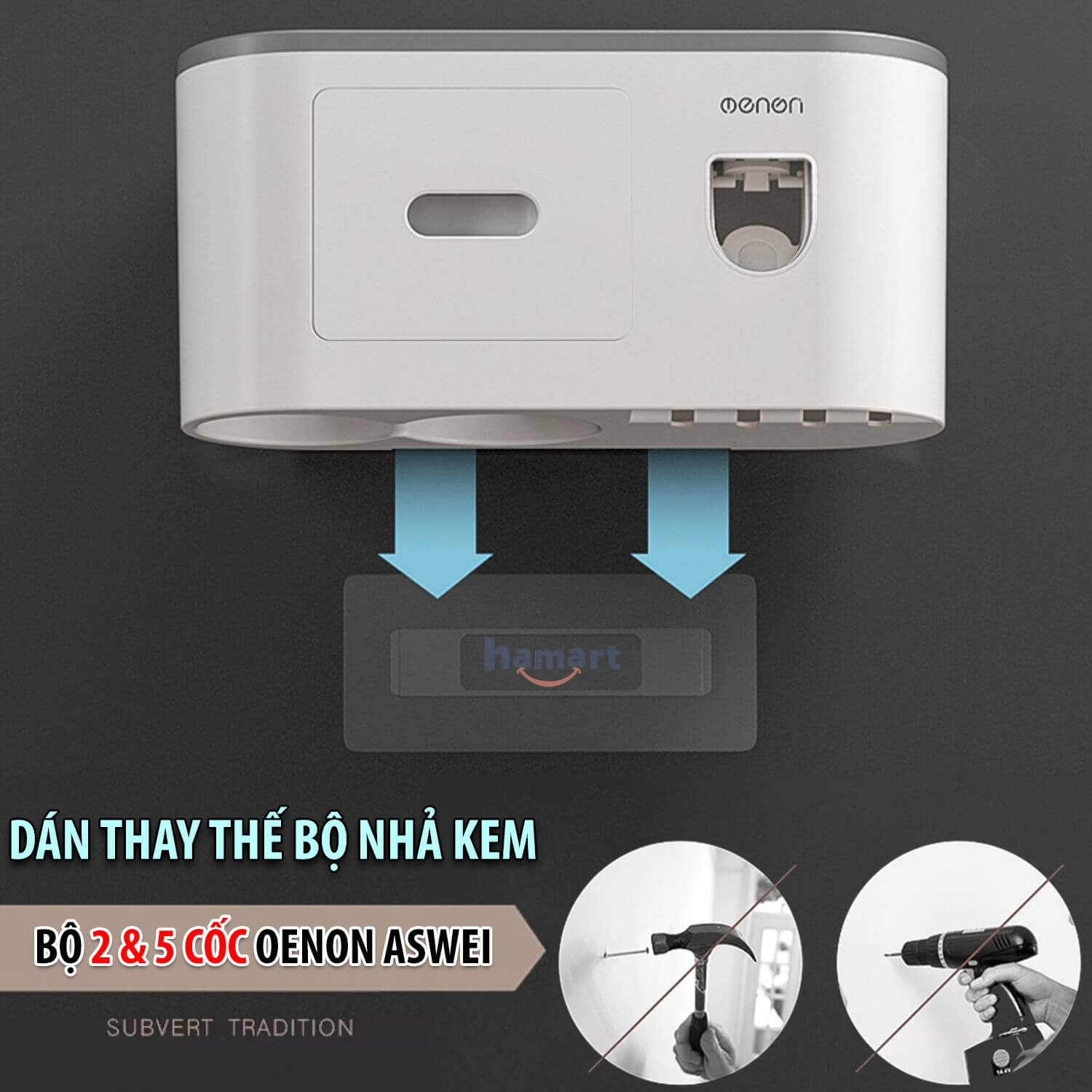 Miếng Dán Thay Thế Kệ Kem Đánh Răng Bàn Chải Hộp Đựng Giấy Treo Tường Nhà Tắm Ecoco Oenon