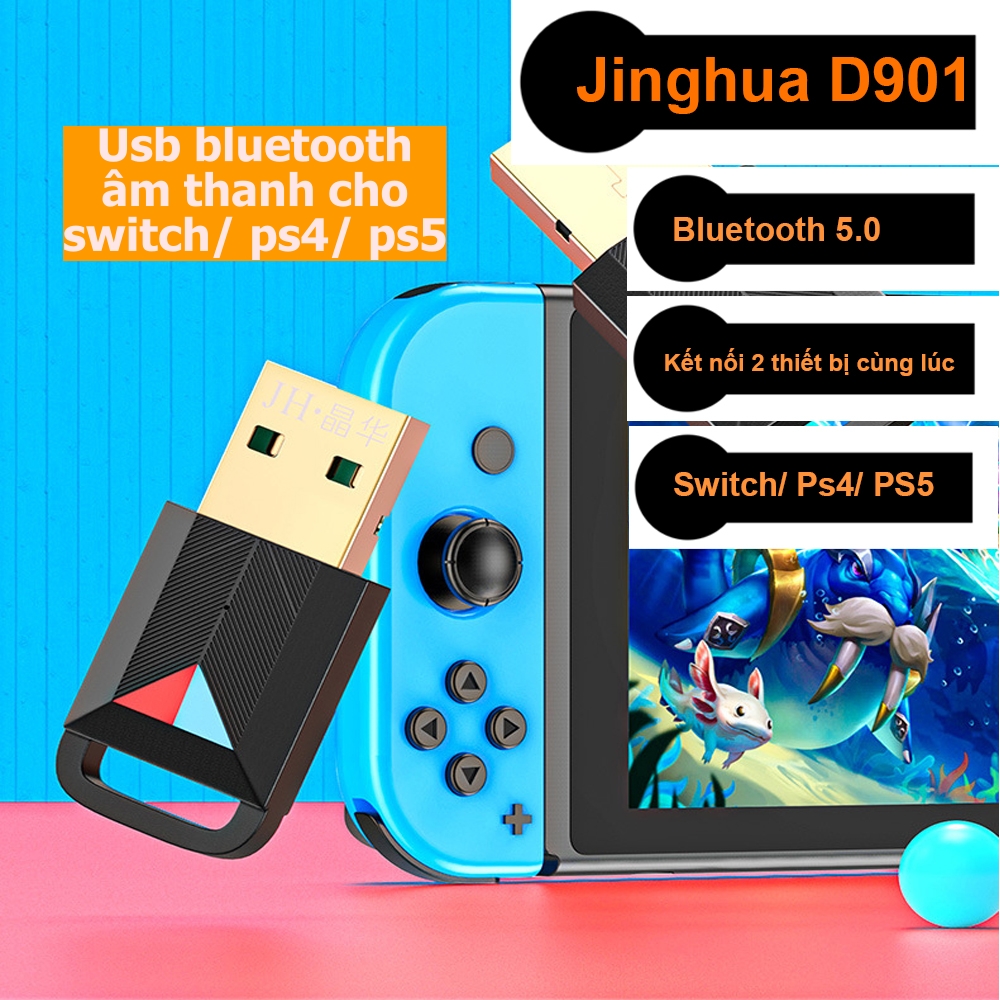 Usb bluetooth 5.0 phát âm thanh từ Switch Ps4 Ps5 tới tai nghe