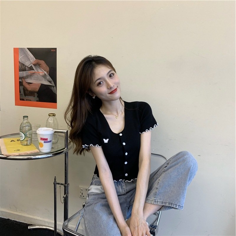 Áo len croptop nữ chất mongtoghi mỏng thoáng mát weekend