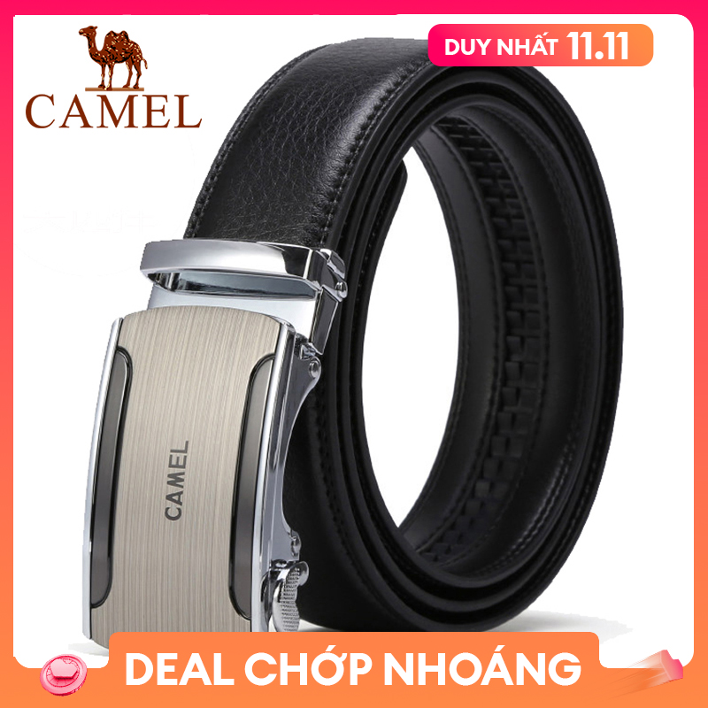 Camel mens Automatic Buckle Belt 100% Genuine Cow Leather Business Casual Strap Belt