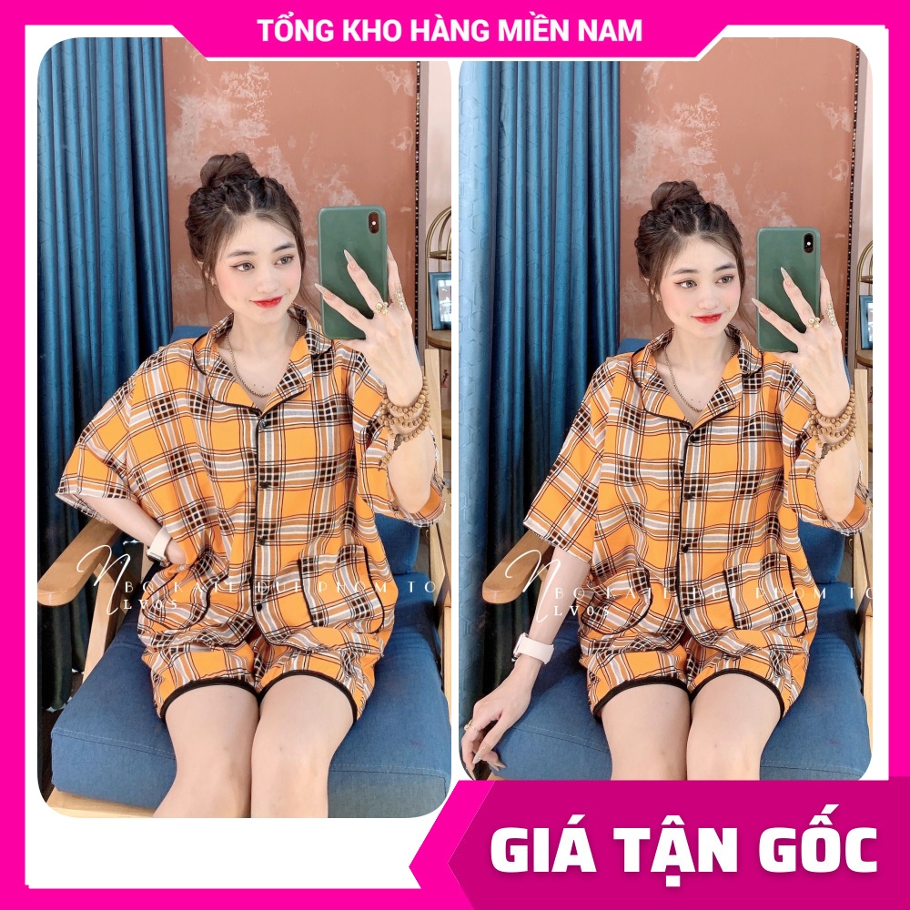 Đồ bộ nữ mặc nhà tay cánh dơi phom to chất kate mềm mát phối sọc kẻ dễ thương LV05 🛑 Đồ bộ nữ mặc nhà 🛑 Bộ kate đùi phom to 🛑