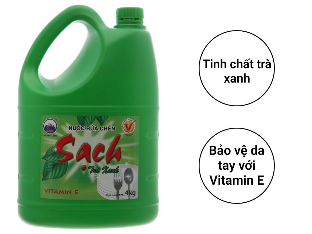 [Freeship] Nước Rửa Chén SẠCH Vitamin E Hương Chanh Can 3,8kg