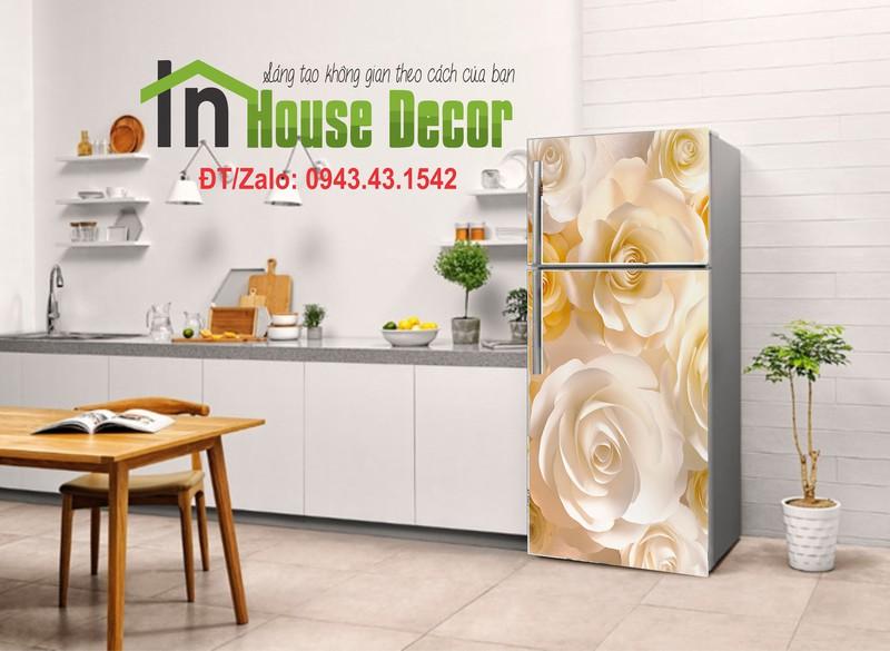Giấy dán tủ lạnh trang trí  Tranh dán tủ lạnh Hoa Hồng Vàng - Decal dán tủ lạnh máy giặt kệ tường tủ quần áo, decal dán, giấy dán, trang trí nội thất, giấy dán nội thất, trang trí nhà cửa