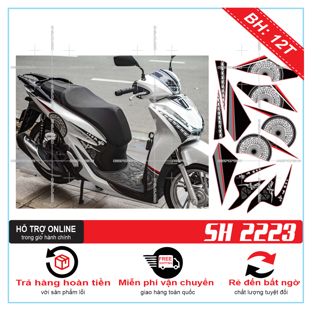 TEM RỜI TRỐNG ĐỒNG SH 2020 DÁN XE TRẮNG