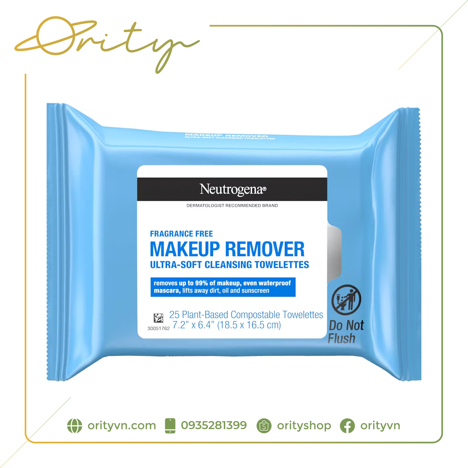 Khăn giấy tẩy trang Neutrogena Makeup Remover Ultrasoft Cleansing Towelettes - 25 tờ