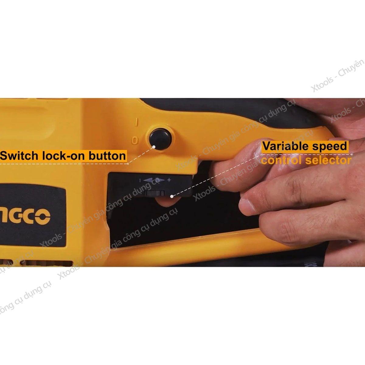 Máy chà nhám tròn INGCO RS4508 450W máy chà cầm tay chất liệu cao cấp, bền bỉ, tốc độ thay đổi, kèm theo miếng chà nhám