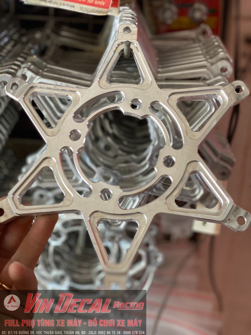 Lòng đĩa CNC khi xuống bánh nhỏ lắp đĩa zin cho winner raider satria ex 150 sonic