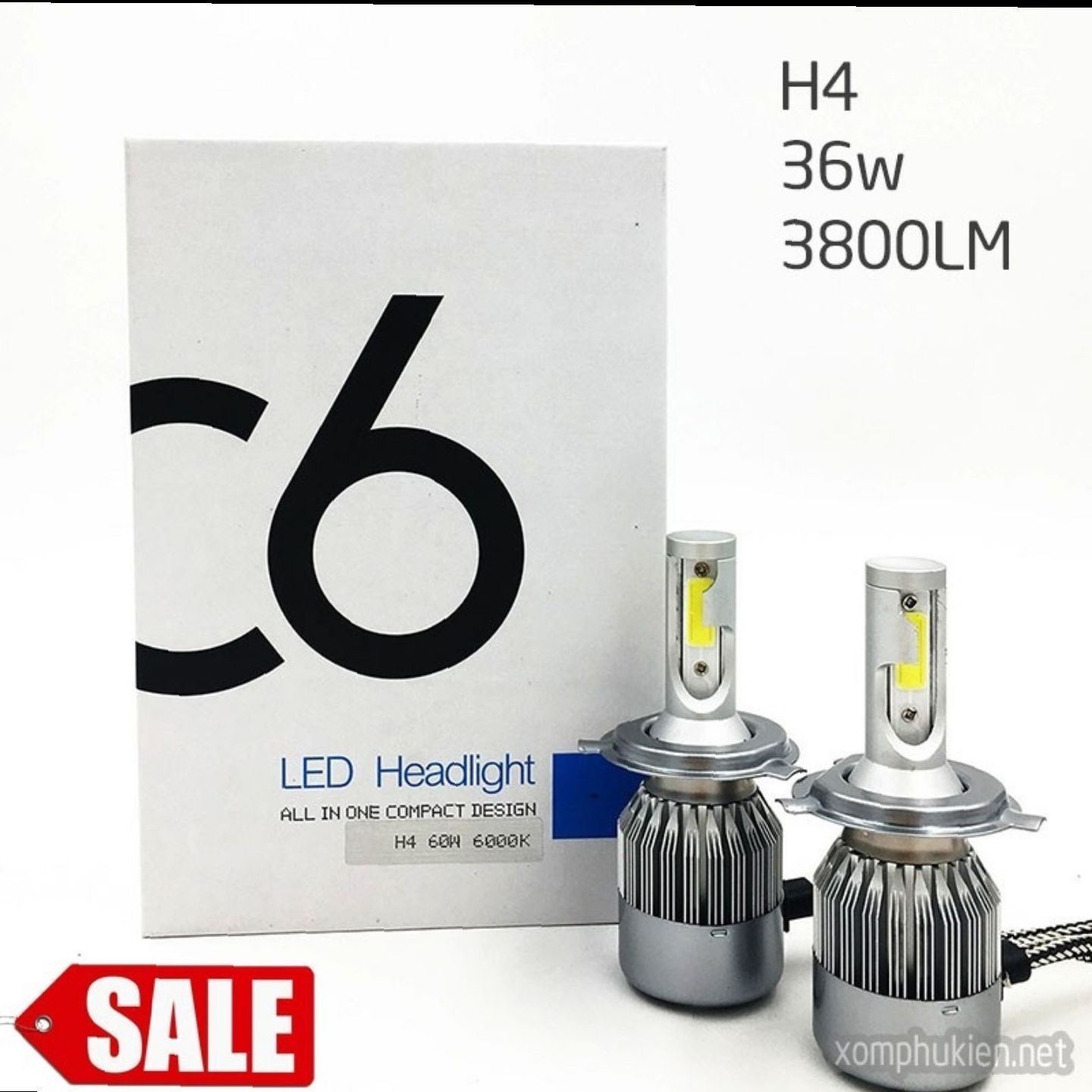 1 ĐÈN PHA LED XE MÁY ÔTÔ C6 H4 SIÊU SÁNG