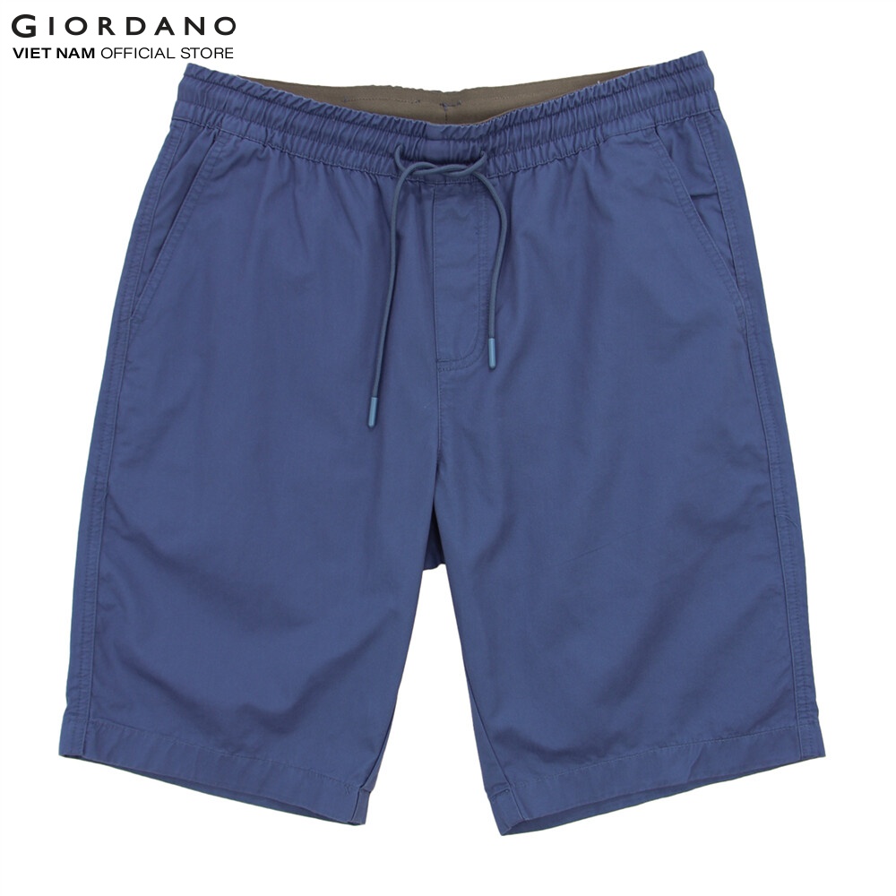 Quần shorts kaki nam lưng thun dây rút giordano 01103205