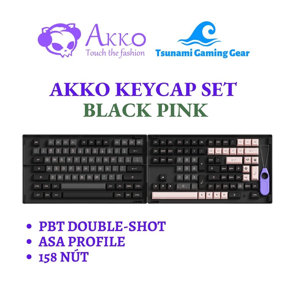 Bộ keycap AKKO Black Pink (PBT Double-Shot/ ASA profile/ 158 nút)