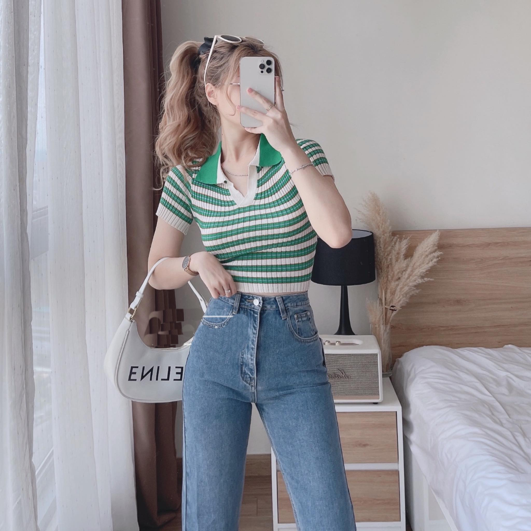 QUẦN  JEANS ỐNG SUÔNG NỮ CO GIÃN LƯNG CAO GẬP GẤU XANH ĐẬM XANH NHẠT XỊN SÒ HADI THỜI TRANG ĐỈNH CAO PHÁ CÁCH