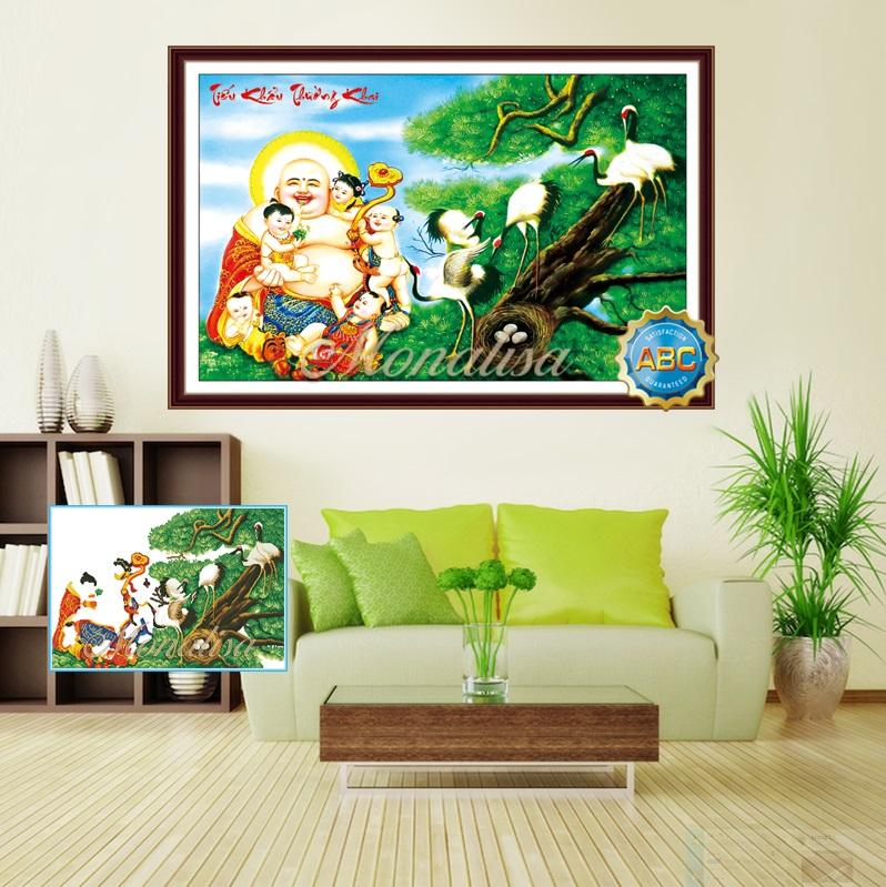 Tranh đính đá Phật , Chúa, Thần tài 60x90cm