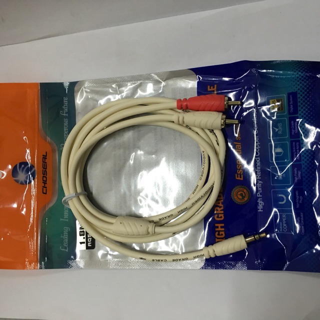 Dây loa CHOSEAL đầu 3,5mm ra 2 đầu AV (5m)