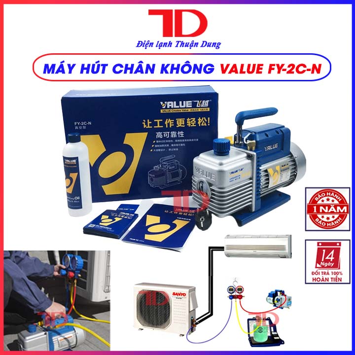 Máy hút chân không Value FY-2C-N, bơm hút chân không cho máy lạnh, điều hòa, Điện Lạnh Thuận Dung
