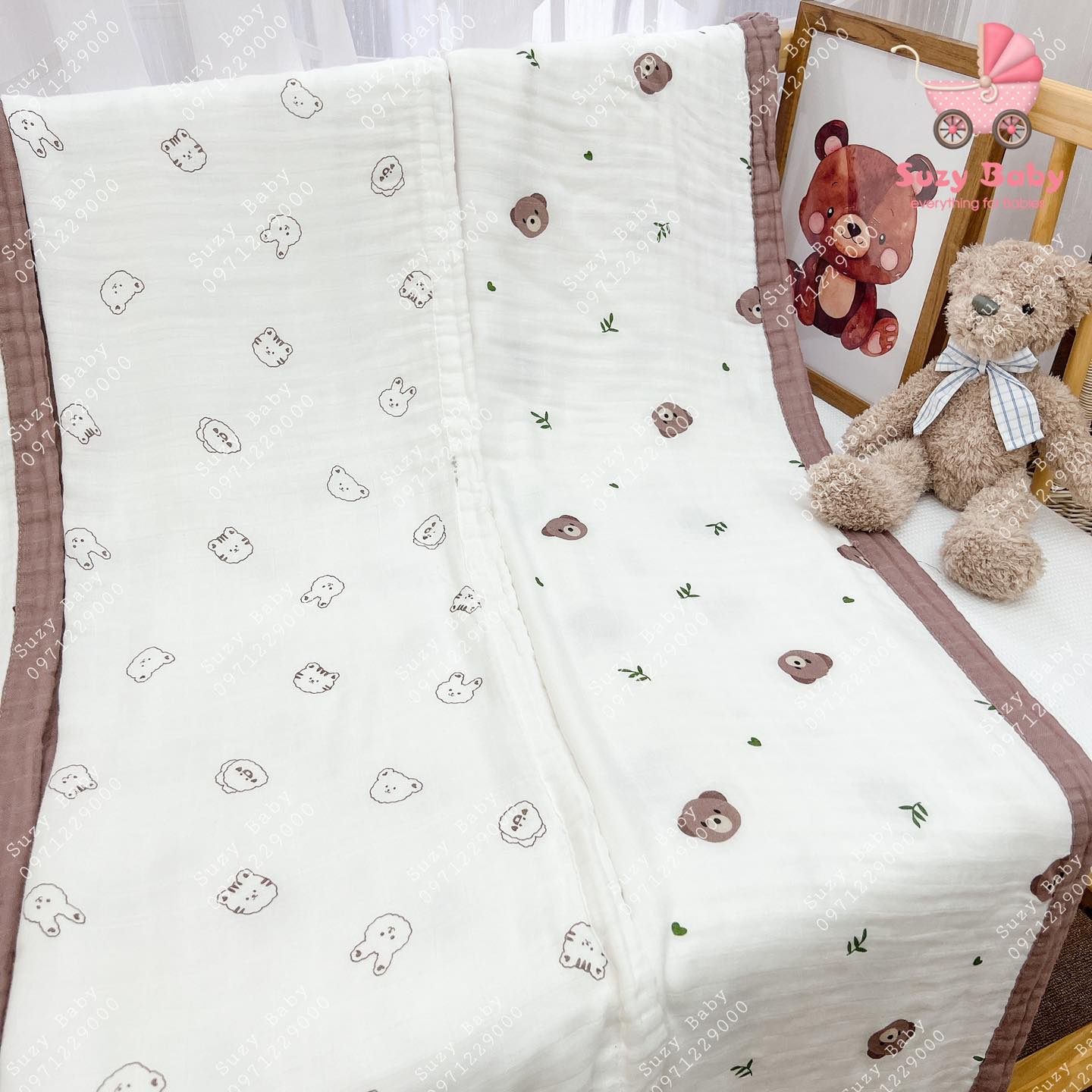 Chăn aden 4 lớp sợi tre kháng khuẩn cho bé