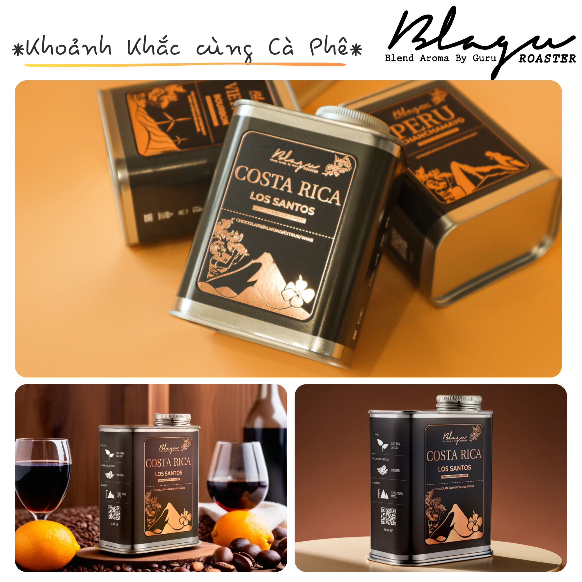 [Premium] Cà Phê Blagu Đã Rang Costa Rica Los Santos - Medium - 250g