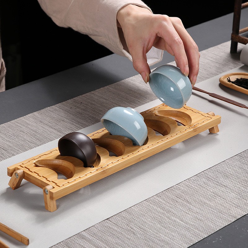 Giá Gác Chén Trà Bằng Tre 6 Chén