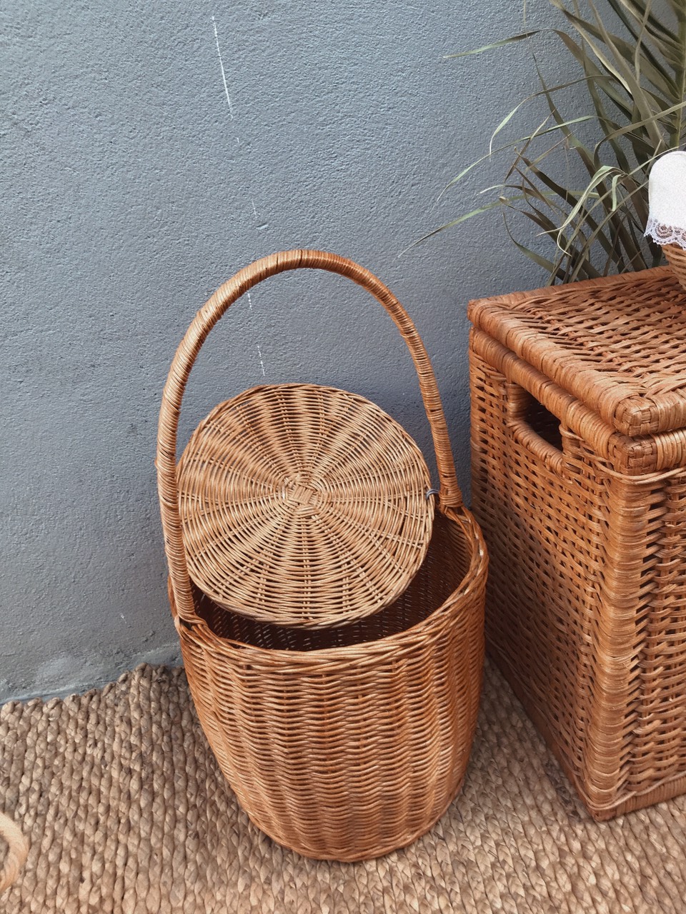 Giỏ Đi Picnic, Làm Đạo Cụ Chụp Hình Hoặc Trang Trí Rất Xinh Xắn Chất Liệu Mây Tự Nhiên Đan Tay