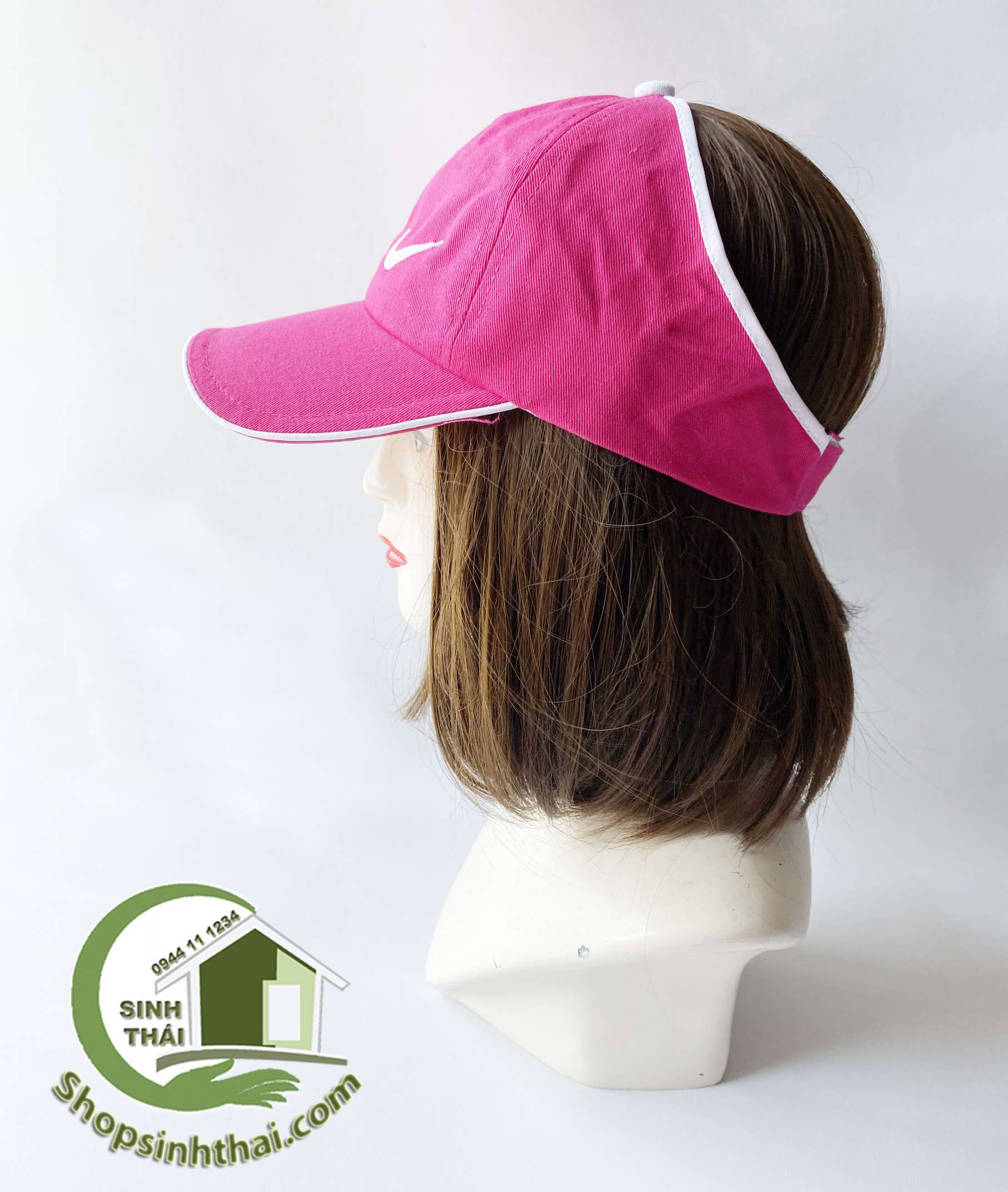[HCM]Nón kết - mũ lưỡi trai thể thao đi biển nửa đầu màu hồng cánh sen - chữ ngẫu nhiên