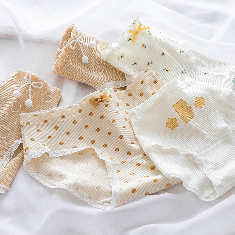 Quần Lót Nữ Cotton Trà Sữa Chấm Bi Ngang Eo ( Q060 ).