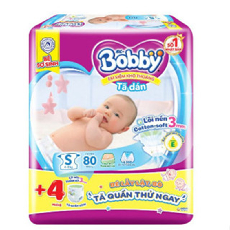 Tã Dán Bobby Sơ Sinh đệm thun S80+