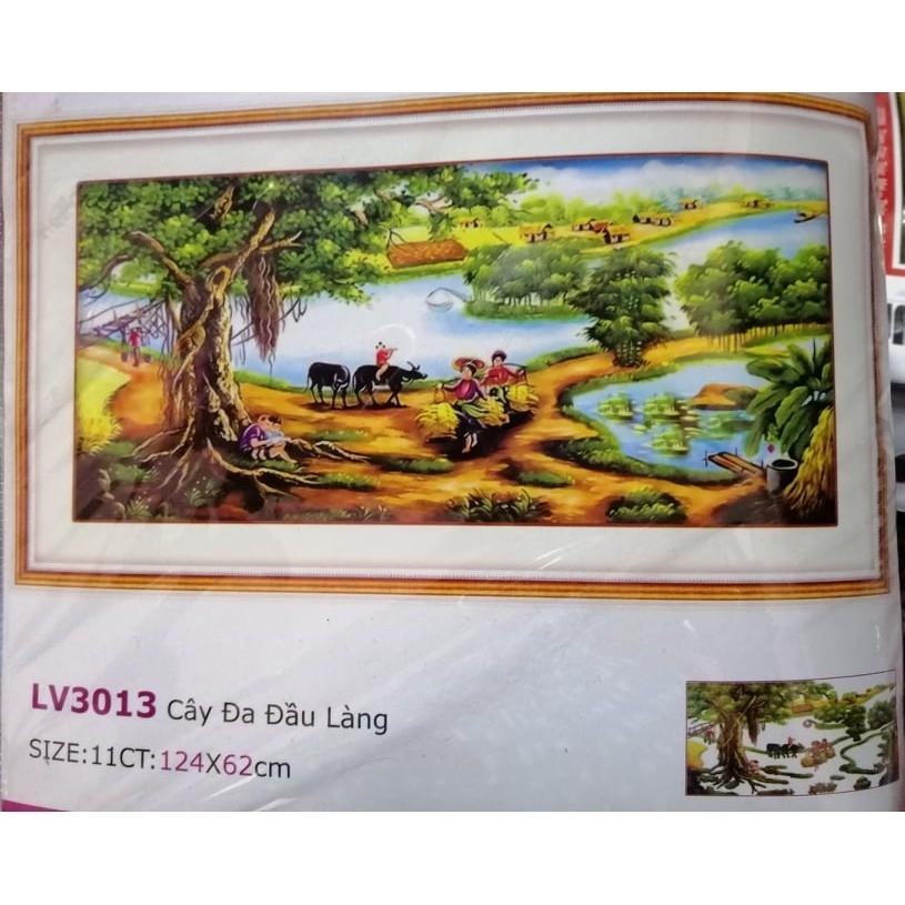 tranh thêu 3D CÂY ĐA ĐẦU LÀNG LV3013