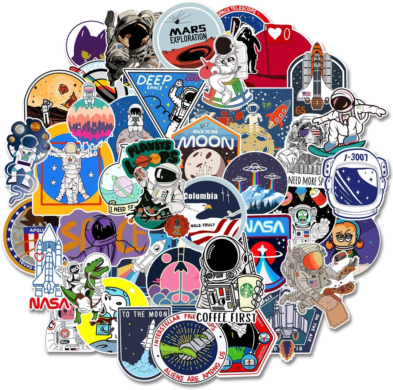 Set 30-80 Sticker NASA ảnh decal hình dán ép lụa