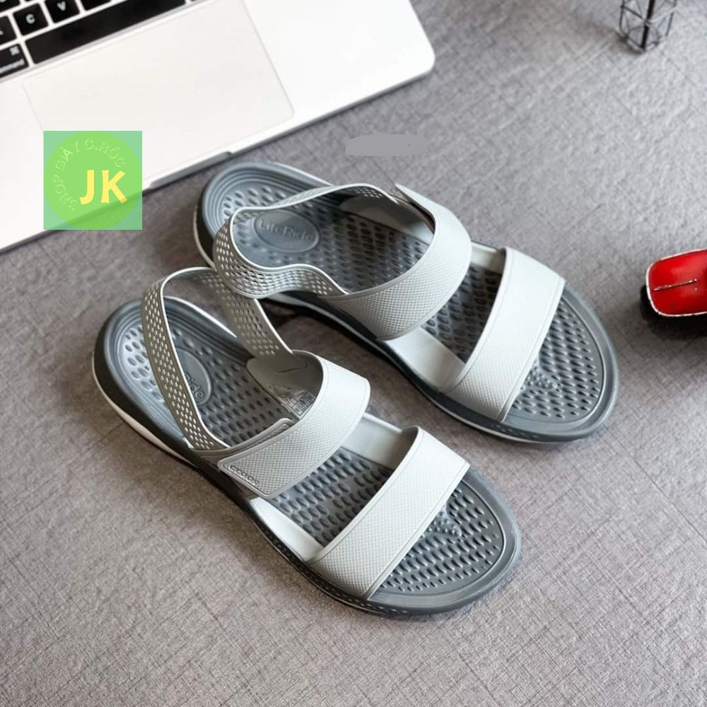 Sandal Nữ Cross Literide 360 nhựa tế bào êm, mềm, dẻo, đi mưa, lội nước, đi biển màu ghi xám