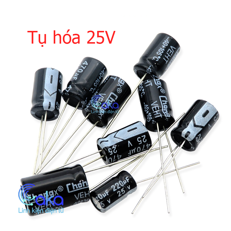 Gói 10 tụ hóa, tụ phân cực 25v 100uf 220uf 470uf 1000uf 2200uf tùy chọn