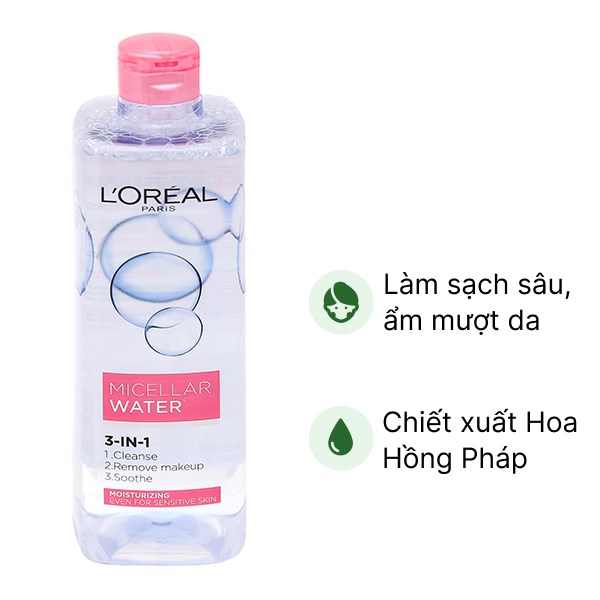 Nước tẩy trang loreal micellar water 3 in 1 400ml date 2026
