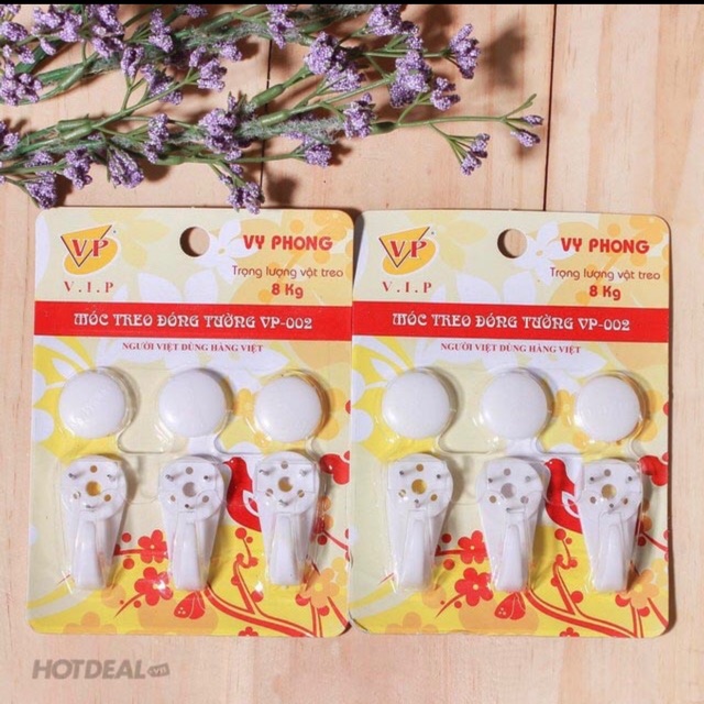 Set 3 móc dán tường đóng đinh chịu lực tốt