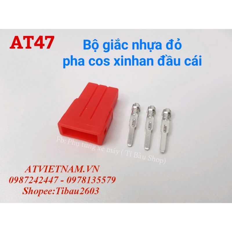 Bộ giắc pha cos, xinhan (nhựa đỏ đầu cái, cos xi nhan xe máy)- AT47 ( 1 bịch 10 bộ )