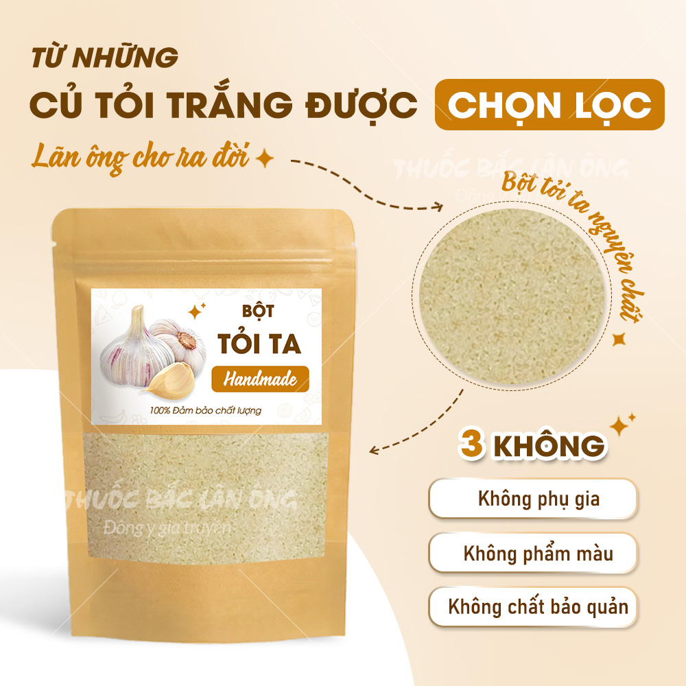 Bột tỏi ta nguyên chất 500g (Garlic powder, khử mùi tanh, ướp thịt cá thơm ngon)