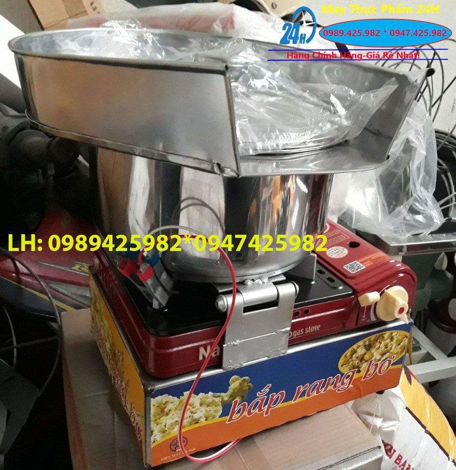 Máy nổ bắp,máy rang bơ sử dụng gas<Loại nồi 3 lớp có máng>
