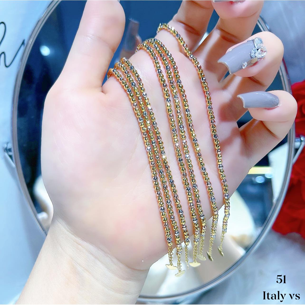 Lắc tay nữ vàng ý xinh xắn - Lắc bi hottrend đeo cực sang trẻ trung thời trang - Vàng bạc an chi cam kết vàng tây đủ tuổi bảo hành trọn đời